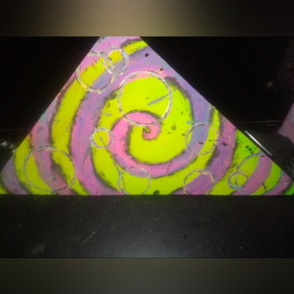 Hand painted wooden triangle